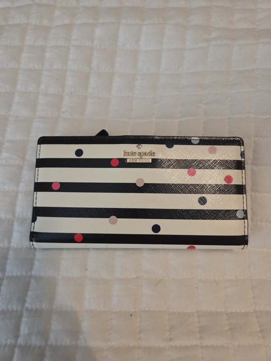 kate spade Handbags - kate spade Black and White Stripe Polka Dot Continental Wallet